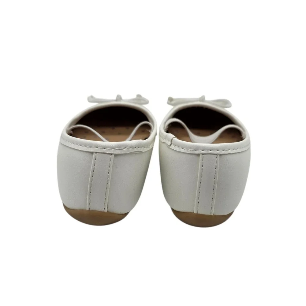 Wonder Nation Girls White Ballet Flats Shoes Size‎ 7 Bow Elastic Strap